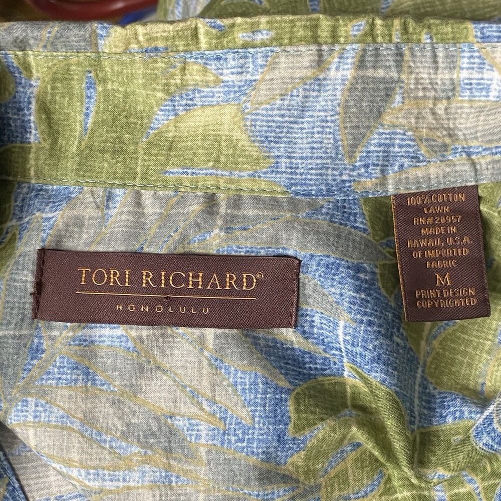 Tori Richard Tropical Hawaiian Leaf Shirt Men's M Green Summer Streetwear Resort - Picture 5 of 7